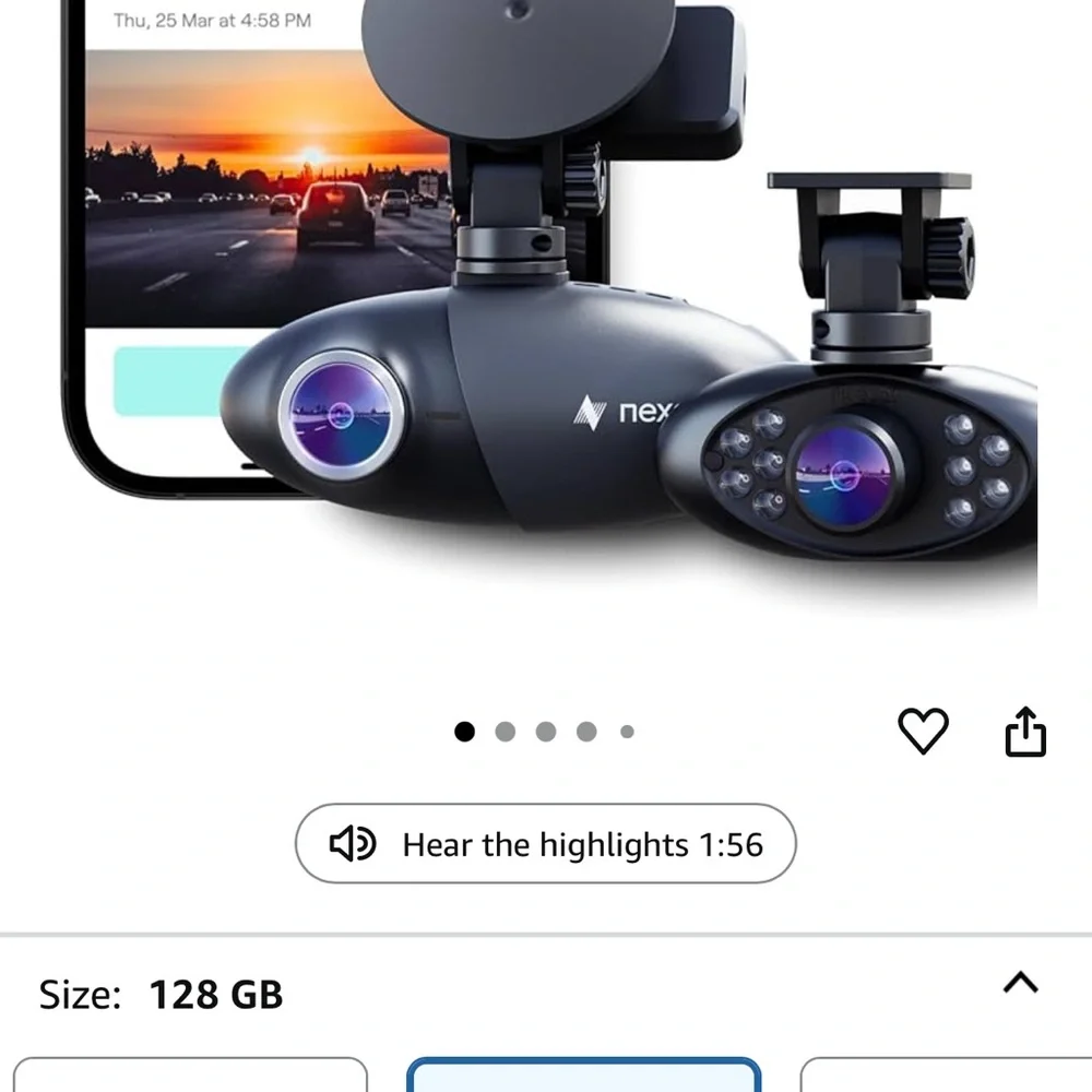 Nexar Black Dash Cam with Interior Cam